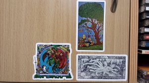 Ella vs the Daemon, Hydra and the City and Picnic under Tree stickers by MuscularTeeth